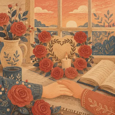 Romantic Valentine Roses With Faithful Hands