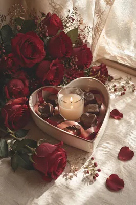 Romantic Red Roses Valentine Table Scene