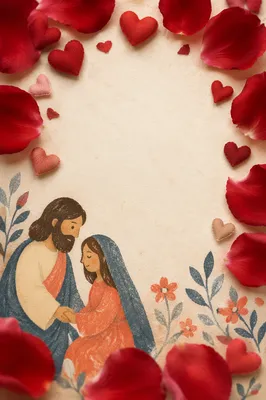 Romantic Red Roses Heart Frame Flat Lay