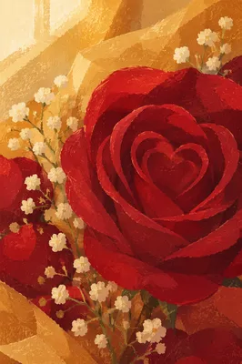 Romantic Crimson Rose Valentine Floral Close Up