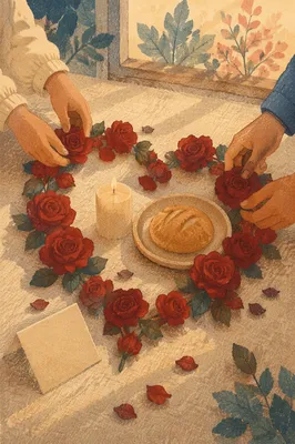 Romantic Valentine Rose Heart Candle Table