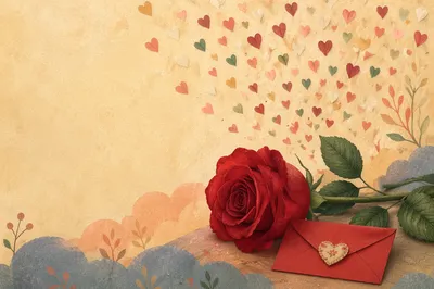 Romantic Red Rose Valentine Heart Confetti