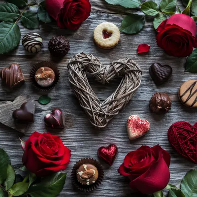 Romantic Valentine Roses and Rustic Heart