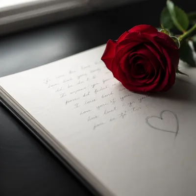 Red Rose on Romantic Love Note