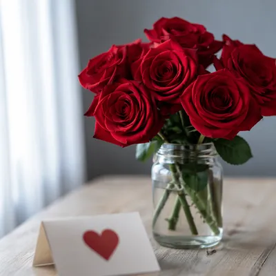 Red Roses and Heart Greeting Card