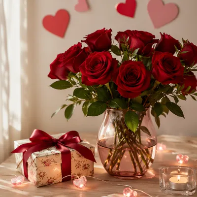 Romantic Red Roses Valentine Still Life