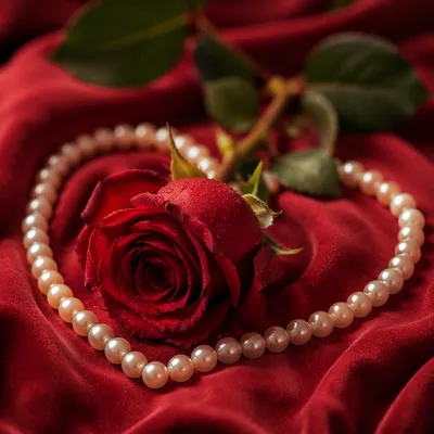 Red Rose and Pearl Heart Valentine