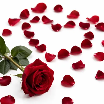 Valentine Red Rose with Heart Petals