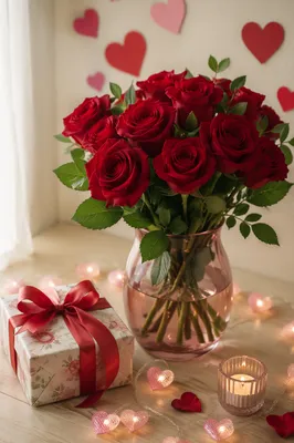 Romantic Red Roses Valentine Still Life