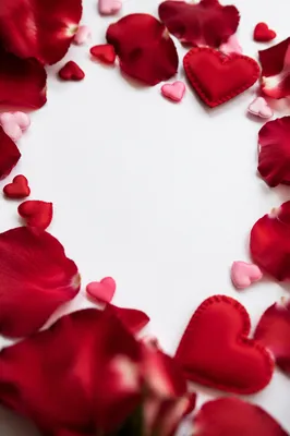 Romantic Red Roses Valentine Heart Flat Lay