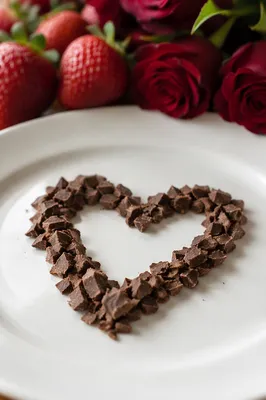 Valentine Chocolate Heart with Red Roses