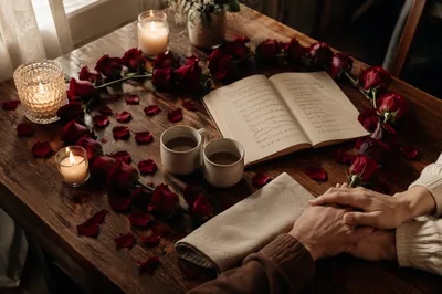 Romantic Valentine Prayer with Red Roses
