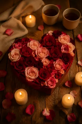 Valentines Day Rose Heart by Candlelight