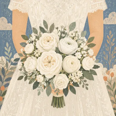 White Rose Bridal Bouquet Close Up