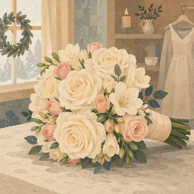 White Bridal Bouquet for Holiday Ceremony