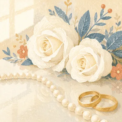 White Rose Bridal Bouquet With Wedding Rings