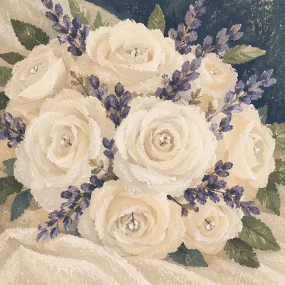 White Rose Bridal Bouquet with Lavender