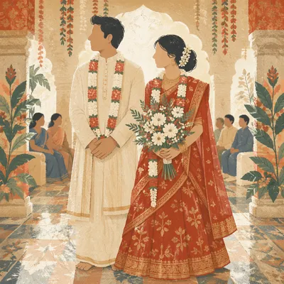 Bride Holding White Bouquet in Festive Ceremony