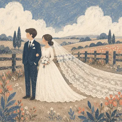 Vintage Countryside Bride with White Bouquet