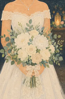 Elegant White Bridal Bouquet for Holiday Wedding