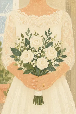 White Rose Bridal Bouquet in Window Light