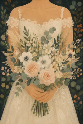 Bride Holding Ivory Wedding Bouquet
