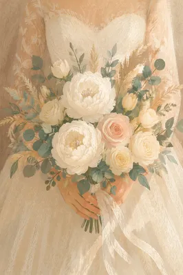Romantic Bridal Bouquet with White Flowers