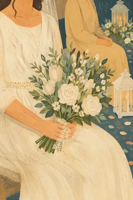 Bride Holding White Wedding Bouquet Indoors