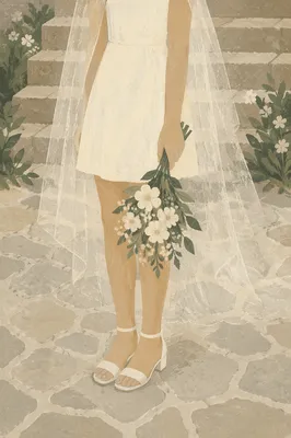 Bride Holding White Wedding Bouquet Outdoors