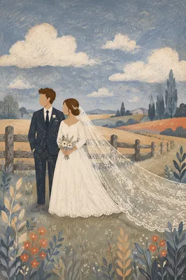 Vintage Countryside Bride with White Bouquet