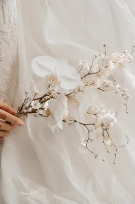 White Orchid Bridal Bouquet with Pearls