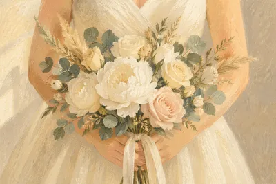 Romantic Bridal Bouquet with White Flowers