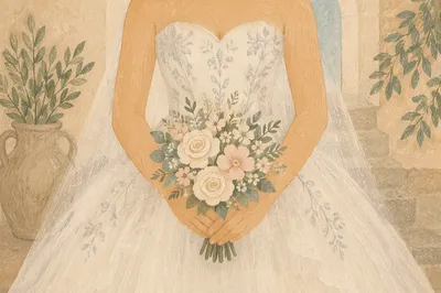 Bride Holding White Wedding Bouquet Portrait