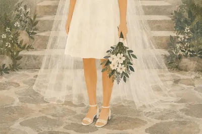 Bride Holding White Wedding Bouquet
