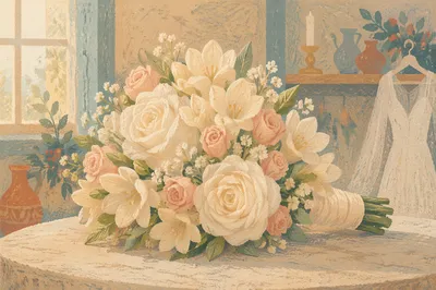 White Bridal Bouquet for Holiday Ceremony