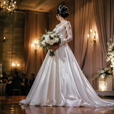 Bride with White Floral Wedding Bouquet