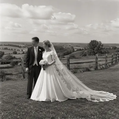 Vintage Countryside Bride with White Bouquet