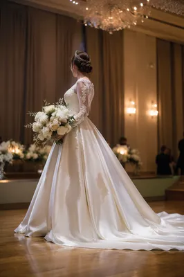 Elegant Bride Holding White Wedding Bouquet