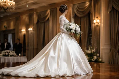 Elegant Bride with White Wedding Bouquet