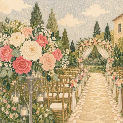Romantic Garden Wedding Floral Aisle Decor