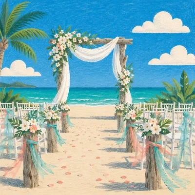Beach Wedding Arch with Tropical Flowers