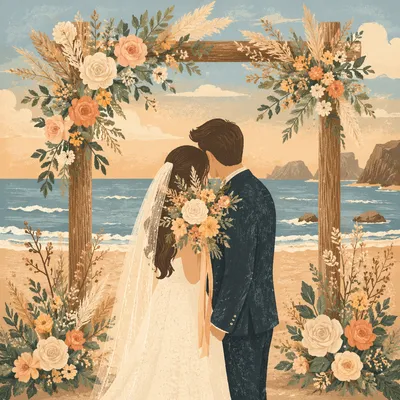 Romantic Beach Wedding Flower Arch Ceremony