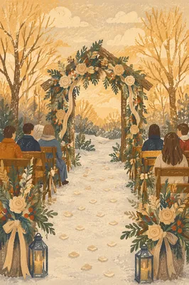 Outdoor Holiday Wedding Arch with Winter Flowers