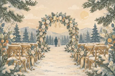 Outdoor Winter Wedding Floral Arch