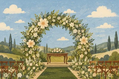 Outdoor Wedding Flower Arch in Garden