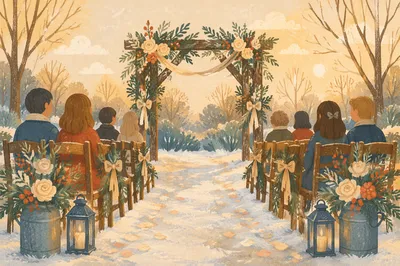 Holiday Garden Wedding Arch with Winter Florals