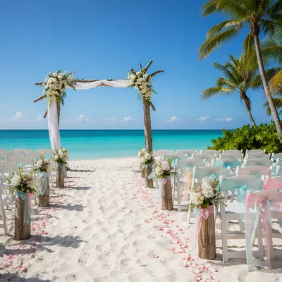 Beach Wedding Arch with Tropical Flowers
