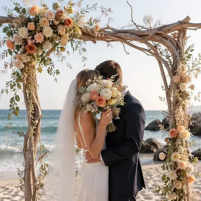 Romantic Beach Wedding Floral Arch
