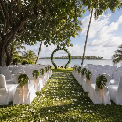Tropical Outdoor Wedding Ceremony Floral Arch
