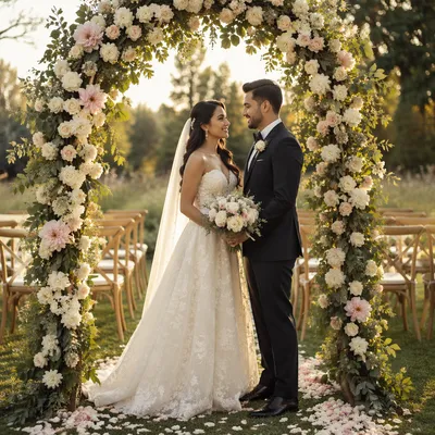 Romantic Outdoor Wedding Flower Arch Ceremony